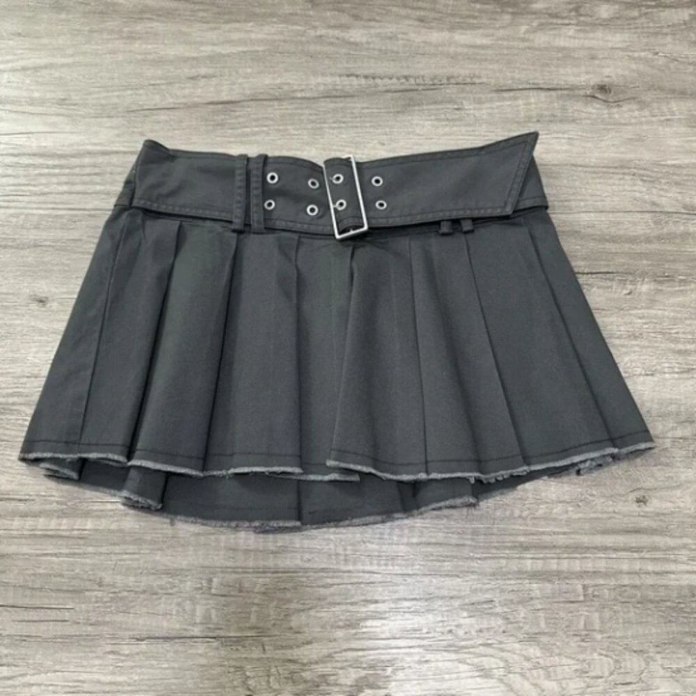 Urban outfitters bdg diego pleated belted mini skirt in washed black